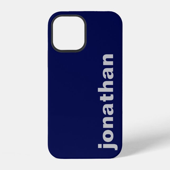 Coque iPhone Moderne Monogramme Bleu Nuit (Verso)