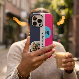 Coque iPhone 15 Pro Moderne Monogramme en Gras Caractères de Nom en Co