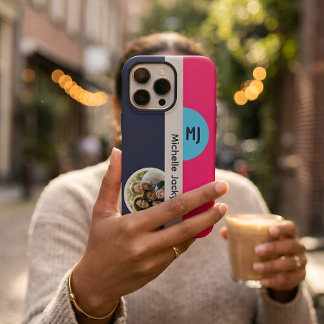 Coque iPhone 15 Pro Moderne Monogramme en Gras Caractères de Nom en Co