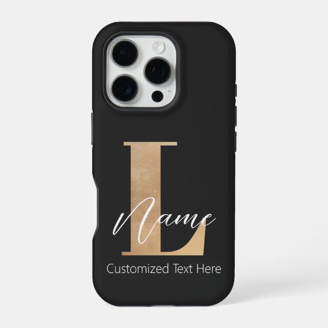 Coque iPhone Moderne Monogramme Initiale L & Nom Personnalisé (Verso)