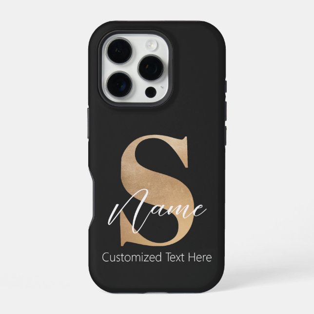 Coque iPhone Moderne Monogramme Initiale S & Nom Personnalisé (Verso)