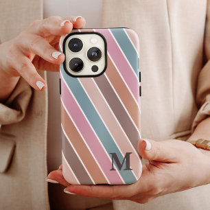 Etui iPhone 13 Pro Max Moderne Monogramme personnalisé rayures bohème pas