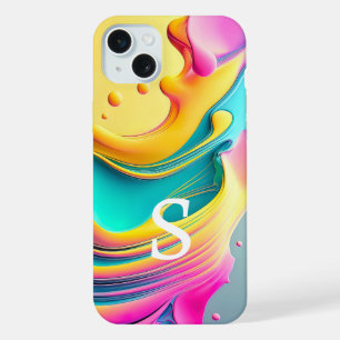 Coque iPhone 15 Plus Moderne Motif Abstrait de Monogramme Personnalisé