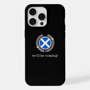 Coque iPhone 15 Pro Max Moderne Nous Serons Là Badge Drapeau Écosse Fans