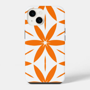 Coque Pour iPhone 14 Moderne Orange Géométrique Floral du Milieu du Siè