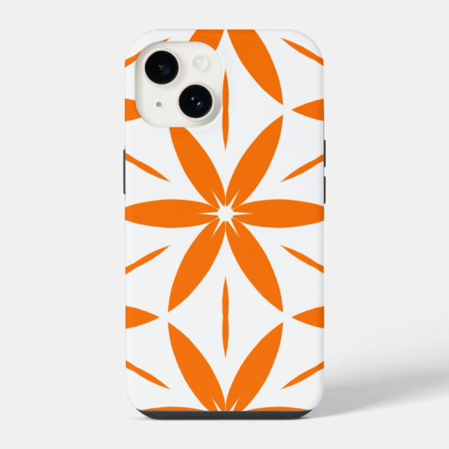Coque iPhone Moderne Orange Géométrique Floral du Milieu du Siè (Verso)