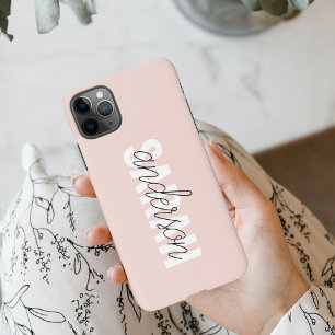 Coque iPhone 11Pro Max Moderne Pastel Rose Beauté Personnalisée Vous Nom