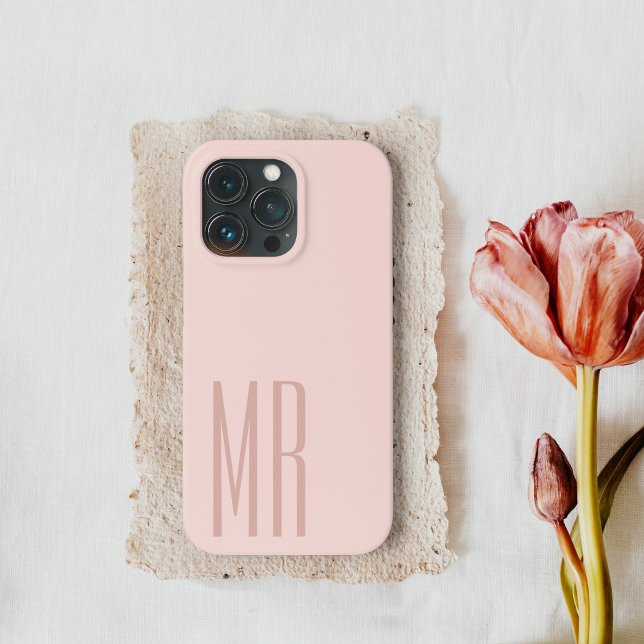 Coque iPhone Moderne Pastel Rose | Coque-M pour fille initiale  (Créateur téléchargé)