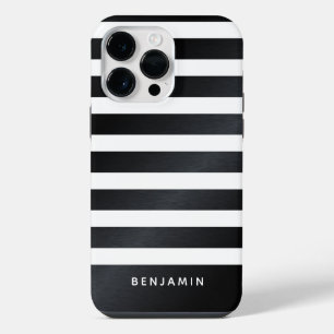 Coque Pour Pour iPhone 14 Pro Max Moderne personnalisé rayé noir et blanc