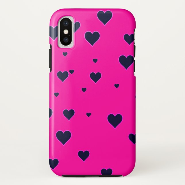 Coque iphone moderne PinkBlack Hearts (Dos)