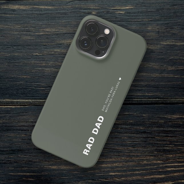 Coque iPhone Moderne Rad Papa Drôle Père Père père Moss Green (Modern Father's day from Daughter Father's day from Son Birthday dad Rad Dad Custom Name iPhone Case)