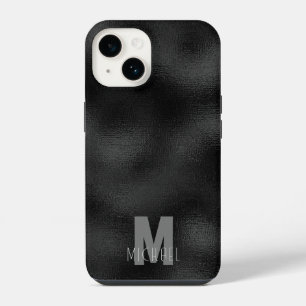 Coque Pour iPhone 14 Moderne Simple Noir Minimaliste Texturé Monogrammé