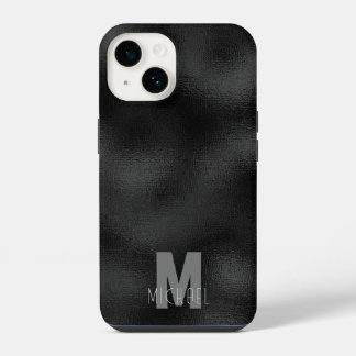 Coque Pour iPhone 14 Moderne Simple Noir Minimaliste Texturé Monogramme