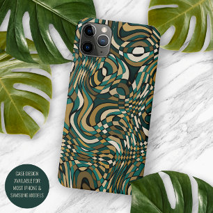 Coque iPhone 11Pro Max Moderne Taupe vert foncé Brown Black Art Motif