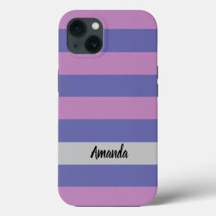 Etui iPhone 13 Moderne violet et rose personnalisé