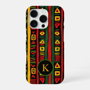 Coque iPhone 16 Pro Mois de l'histoire des Noirs Monogramme Rouge Vert