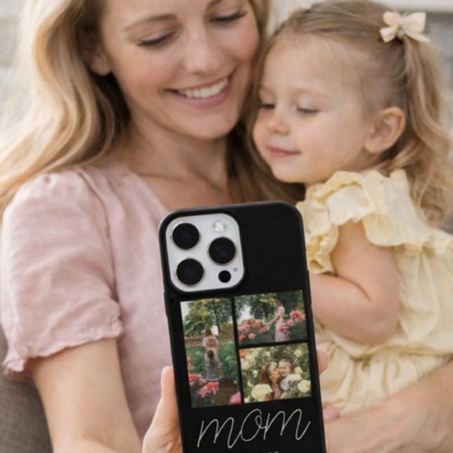Coque iPhone Mom Established Modern Script Black 3 Photo Case (Créateur téléchargé)
