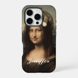 Coque iPhone 16 Pro Mona Lisa avec chat endormi