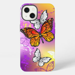 Etui iPhone 13 Monarch Butterflies on Purple Background