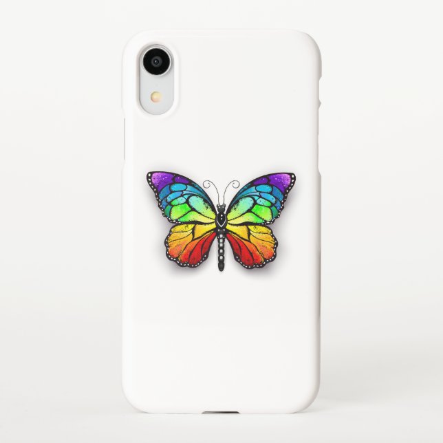 Coque iPhone Monarque papillon arc-en-ciel (Dos)