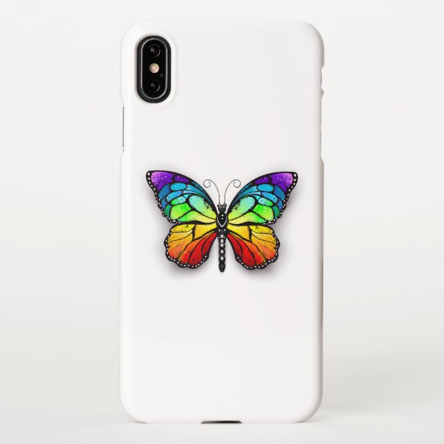 Coque iPhone Monarque papillon arc-en-ciel (Dos)