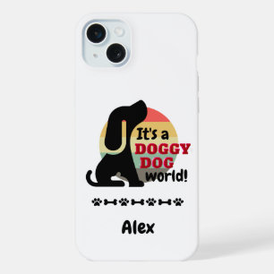 Coque iPhone 15 Plus Monde vintage de chiens de chiens