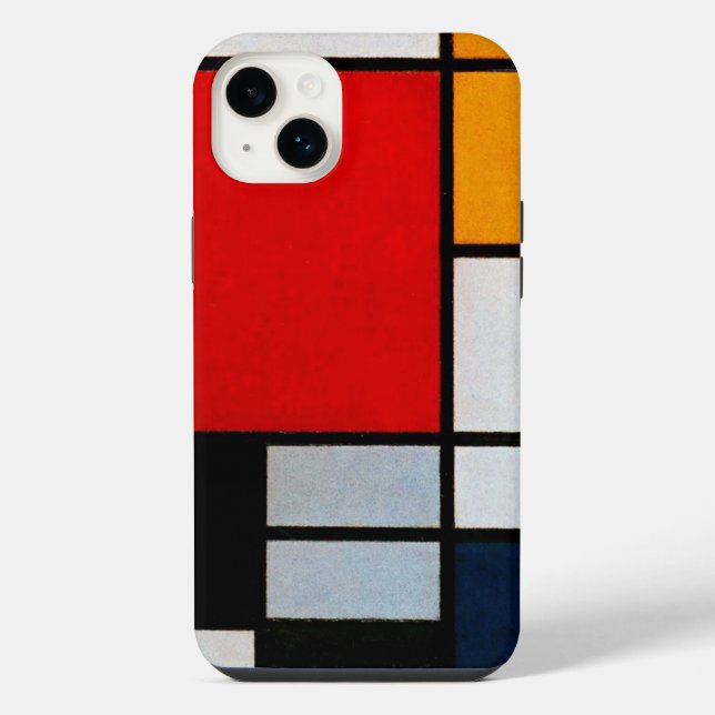 Coque iPhone Mondrian - Composition avec grand plan rouge (Verso)