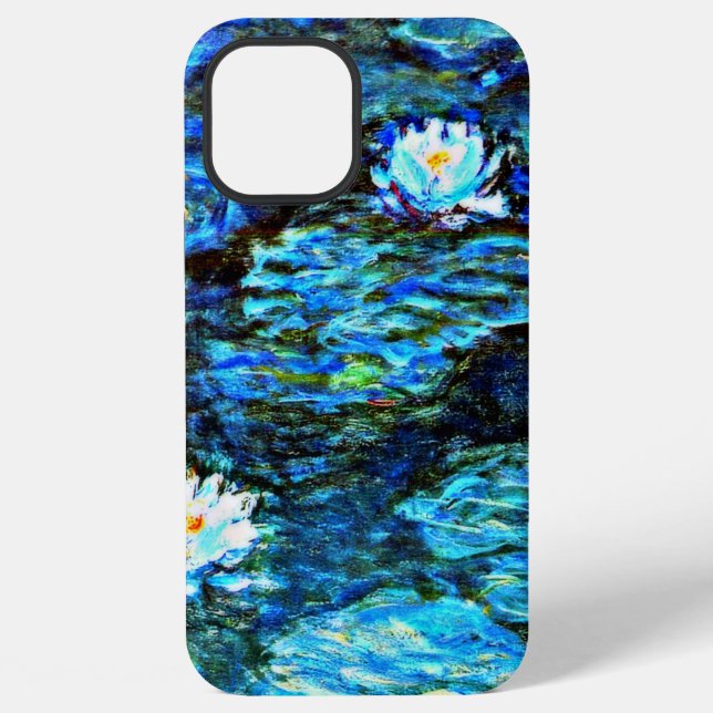 Coque iPhone Monet - Lys d'eau, Bleu, (Verso)