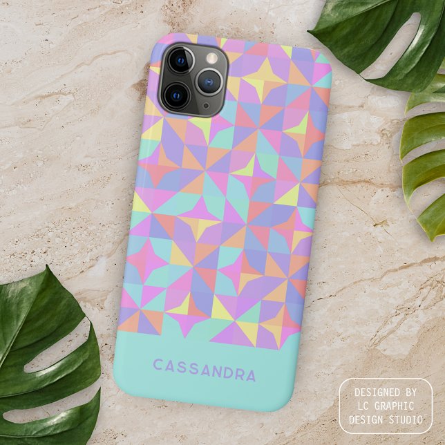 Coque iPhone Monnaie vert violet bleu rose Motif du milieu du s (Créateur téléchargé)