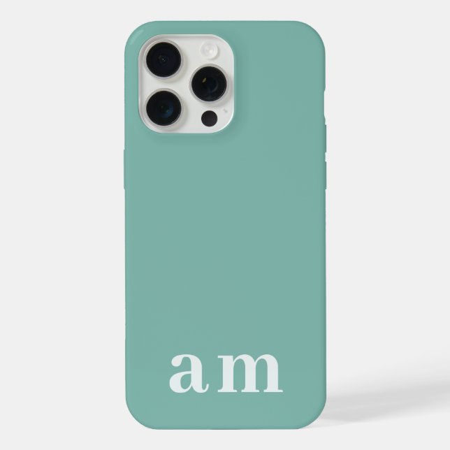 Coque iPhone Monogram 2 Initials Teal Blue Minimalist (Verso)