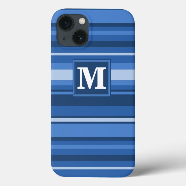 Coque iPhone Monogram avec rayures bleues Case-Mat (Verso)