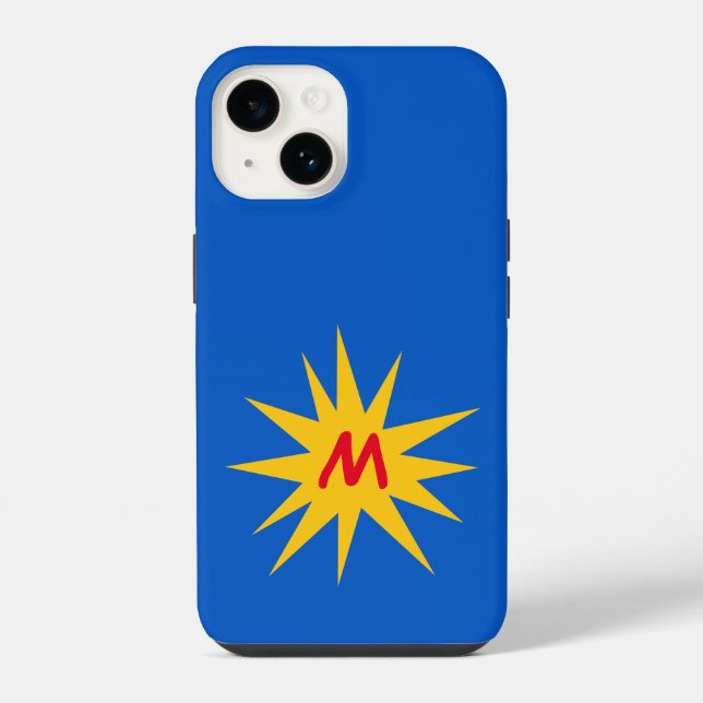 Coque iPhone Monogram Blue Starburst (Verso)