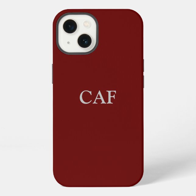 Coque iPhone Monogram bordeaux marron rouge foncé blanc  (Verso)