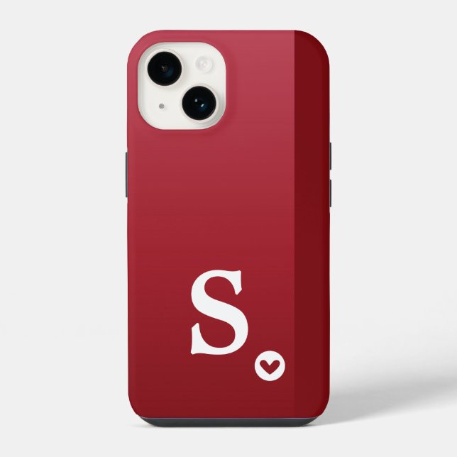 Coque iPhone Monogram Féminin Cœur Rouge Simple Moderne Chic (Verso)