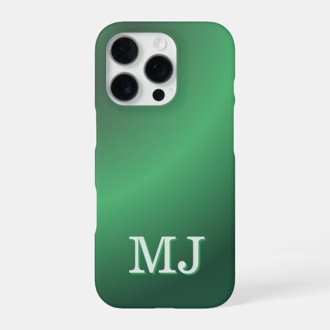 Coque iPhone Monogram Modern Green Gradient Holiday (Verso)