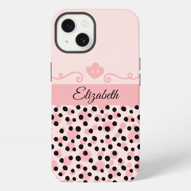 Coque iPhone Monogram Rose Imprimé Léopard Guépard Tendance (Verso)