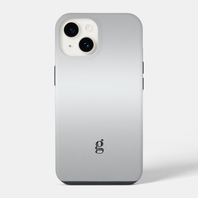 Coque iPhone Monogram Rustique Gris Sarcelle Personnaliser Unis (Verso)