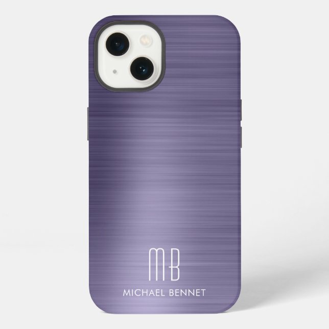 Coque iPhone Monogram Violet Métal Brossé (Verso)