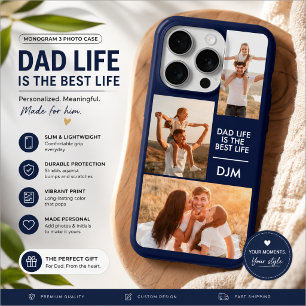Coque iPhone 15 Pro Monogramme 3 Photo La vie de papa est la meilleure
