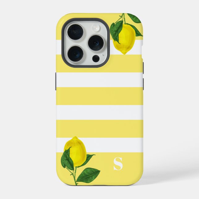 Coque iPhone Monogramme à gouttes de citron (Verso)