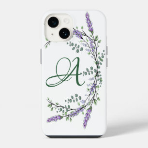 Coque Pour iPhone 14 Monogramme A Lavender Eucalyptus Coque-Mate iPhone