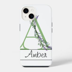 Coque Pour iPhone 14 Monogramme A Lavender Eucalyptus Coque-Mate iPhone