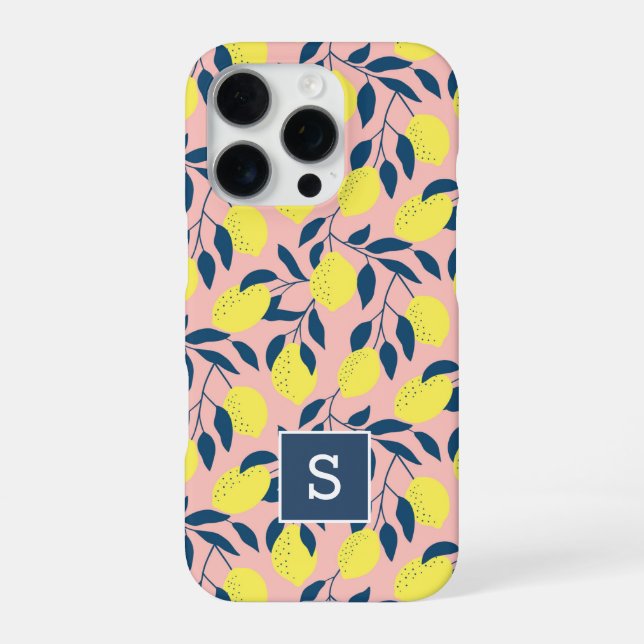 Coque iPhone Monogramme à motif de citron (Verso)