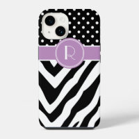 Monogramme à pois zèbre noir et violet
