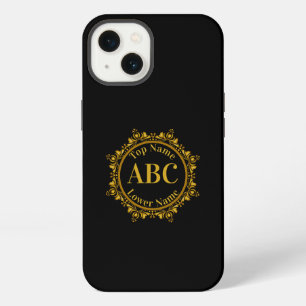 Etui iPhone 13 Monogramme à trois lettres & nom dans un cadre cir