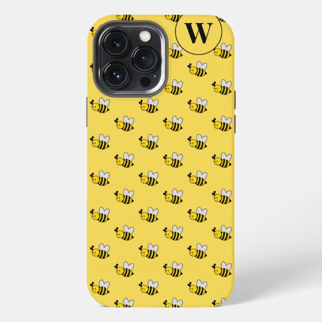 Coque iPhone Monogramme Abeille Souriante (Verso)
