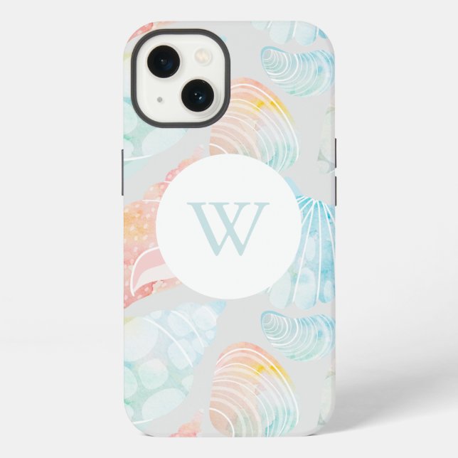 Coque iPhone Monogramme aquarelle Shell (Verso)