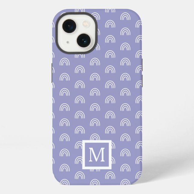 Coque iPhone Monogramme Arc-en-ciel blanc (Verso)