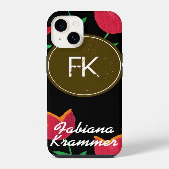 Coque iPhone monogramme avec fleurs (Verso)