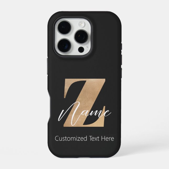 Coque iPhone Monogramme avec initiale Z et nom personnalisé (Verso)